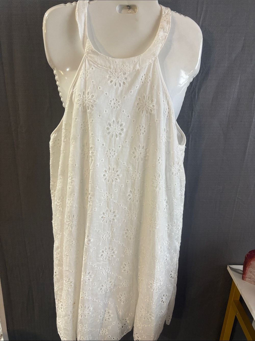 White Eyelet Halter Sundress - Women Dresses